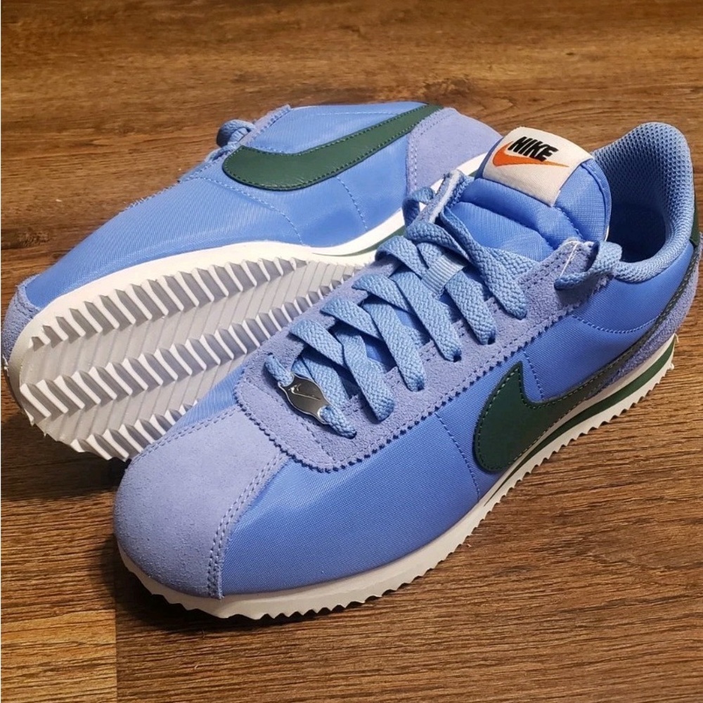 Nike Light Blue and Dark Green Cortez Sneakers
